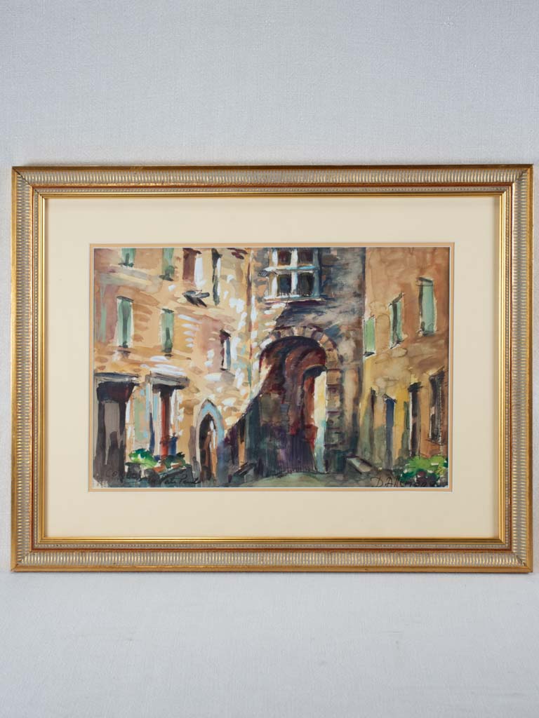 Petite rue avec arche D. Allemand (1906- ?) gouache, ink and lead pencil 18½ x 23¾""