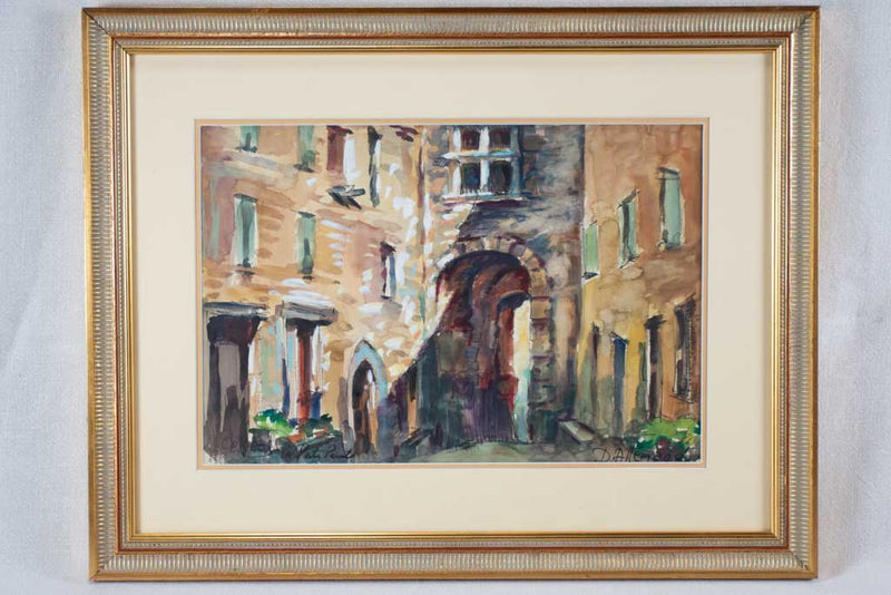 Petite rue avec arche D. Allemand (1906- ?) gouache, ink and lead pencil 18½ x 23¾""