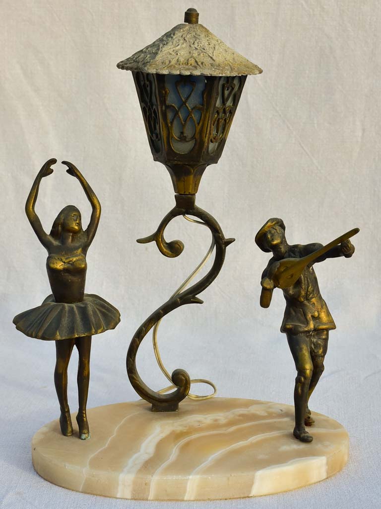 Vintage Italian bronze alabaster lamp sculpture