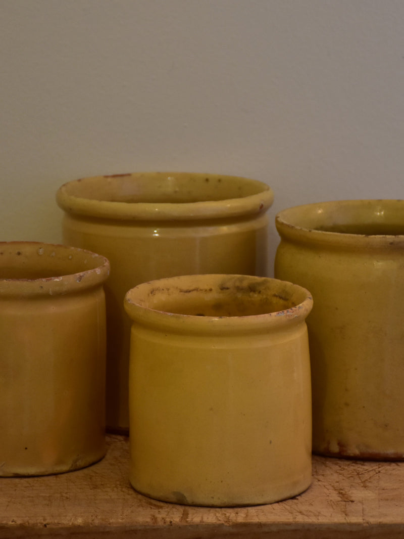 19th century French yellow ware preserving jar – four