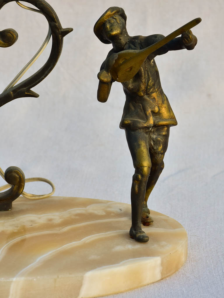 Classic alabaster bronze youth sculpture lamp