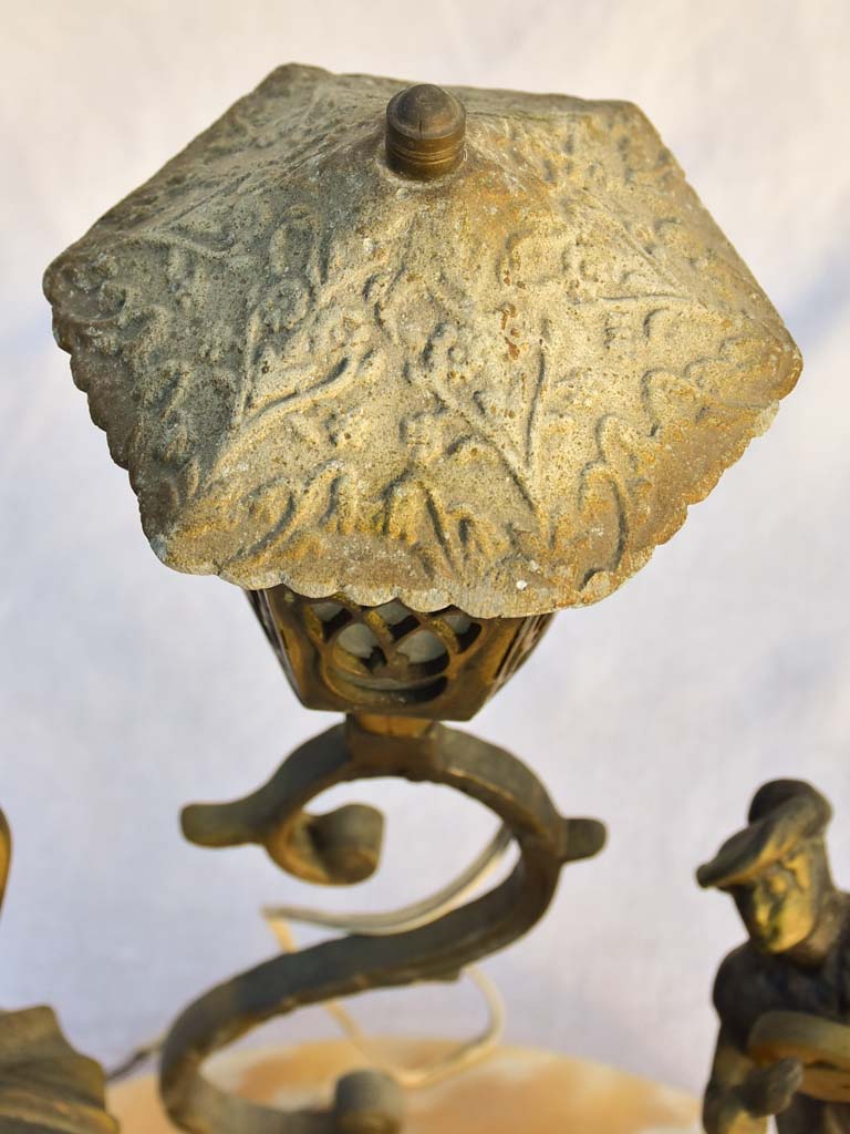 Historic bronze musician boy table lamp