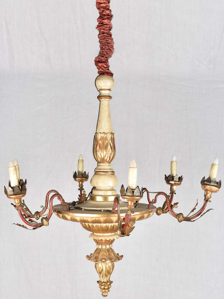 Stunning gilt-wood 19th-century Italian chandelier