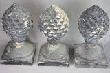Three mid century French pine cone finials - plaster 19"