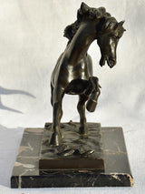 Italian bronze sculpture of a horse on marble - 1940's