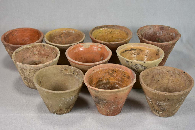 Lot of ten terracotta pots for harvesting resin 4¼"