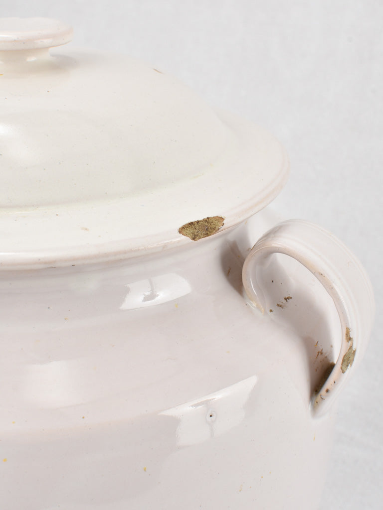 White preserving pot with lid 11¾"