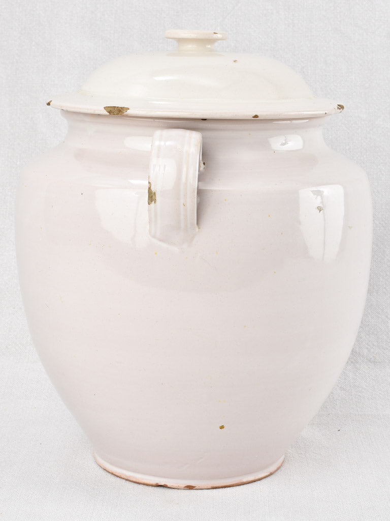 White preserving pot with lid 11¾"