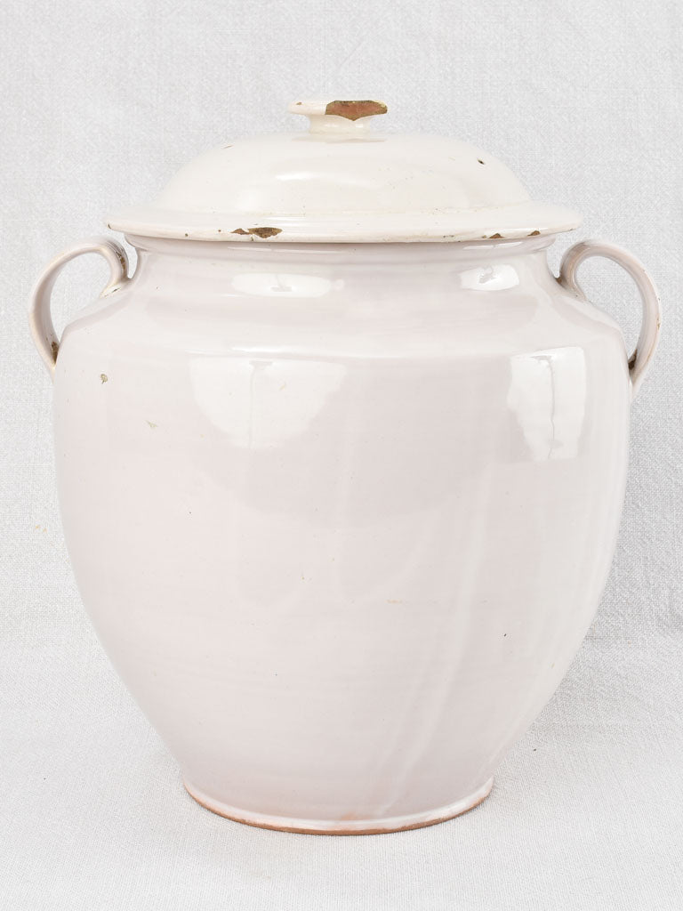 White preserving pot with lid 11¾"