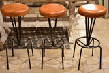 Set of barstools, leather seats, mid-century