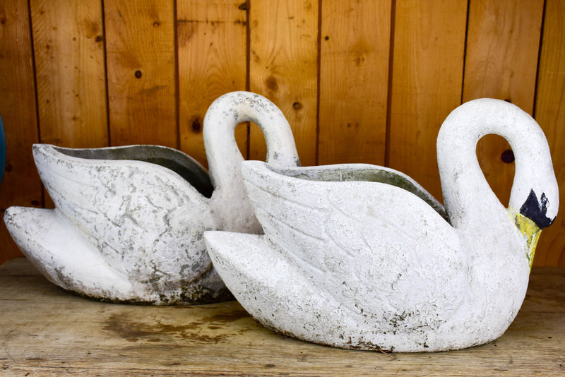 Two vintage French swan garden planters