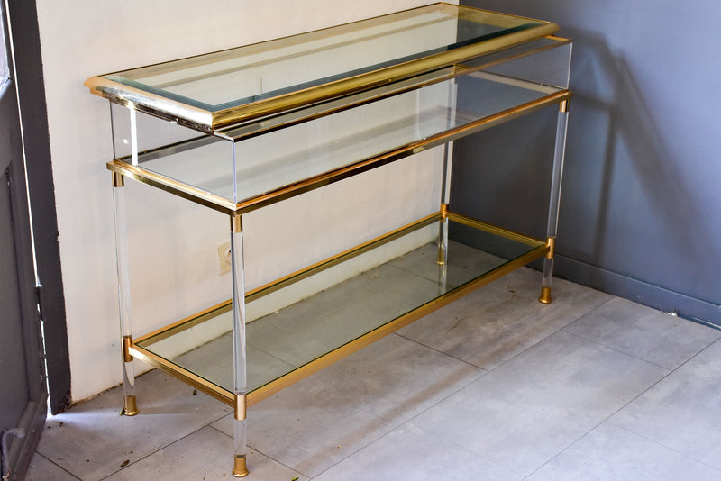 Vintage French console table with sliding display case