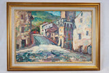 Rue de vieille ville, montagne à l'arrière D. Allemand (1906- ?) oil on canvas 19¼ x 26½""