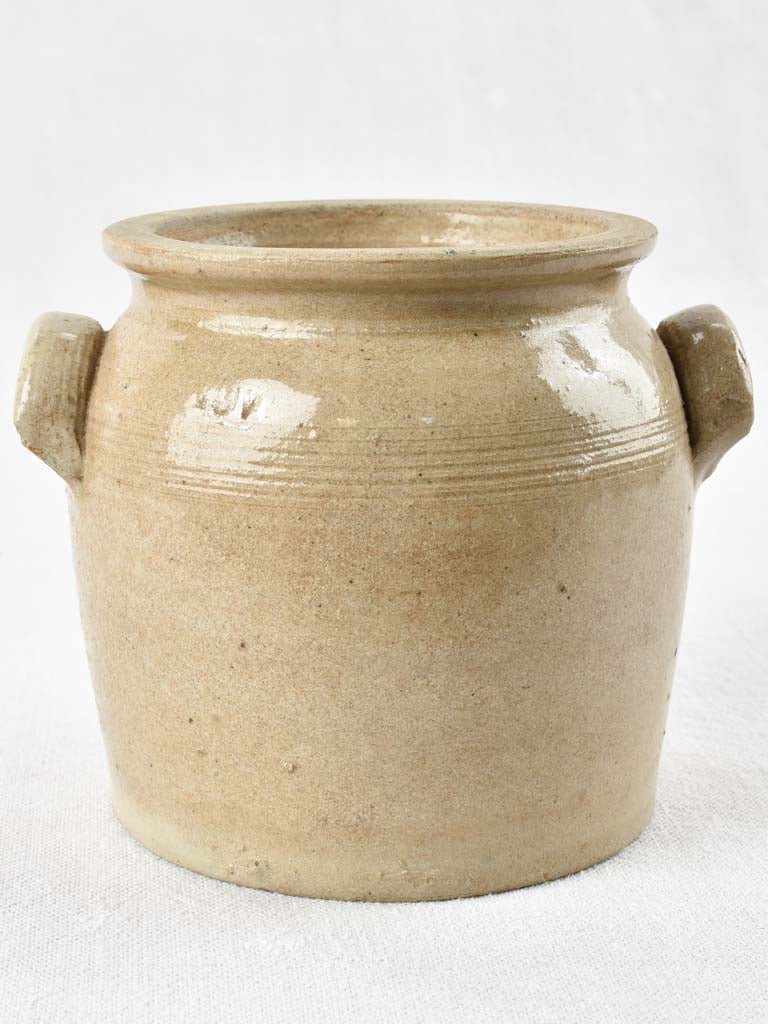 Small antique French preserving pot - gray crock 5½"