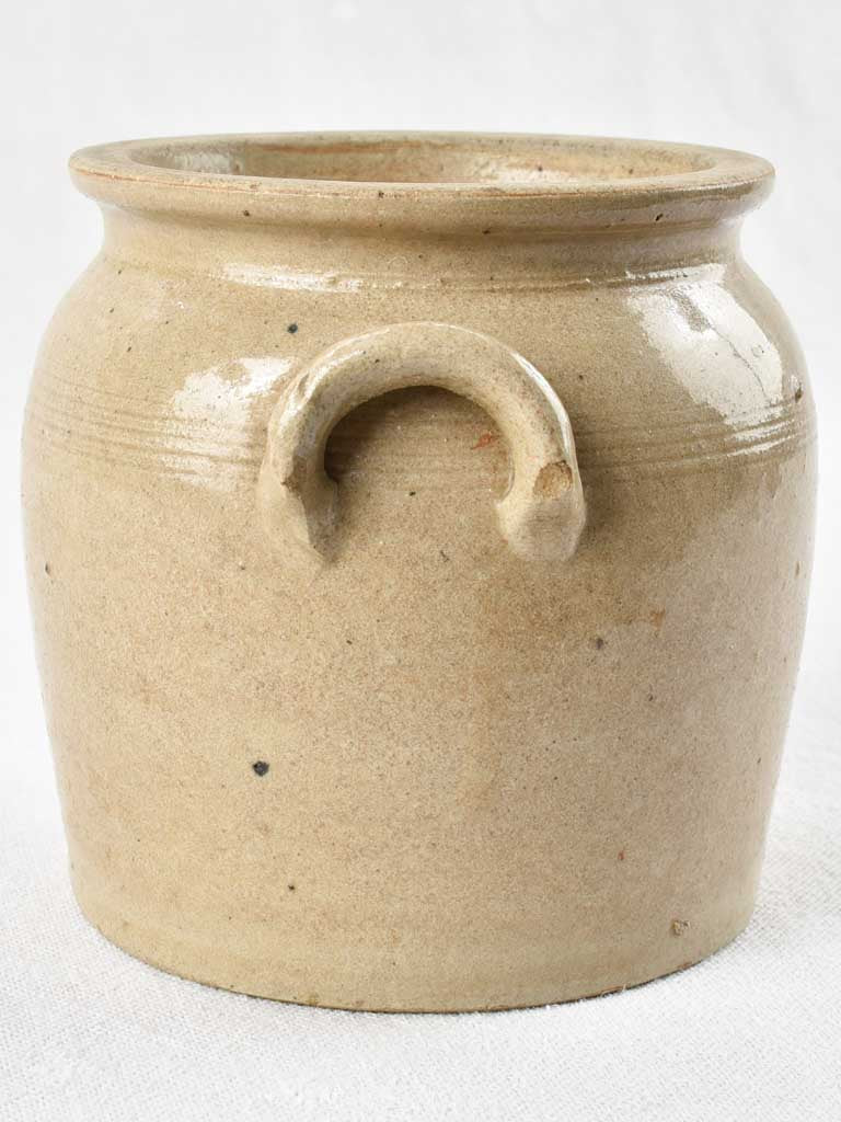 Small antique French preserving pot - gray crock 5½"