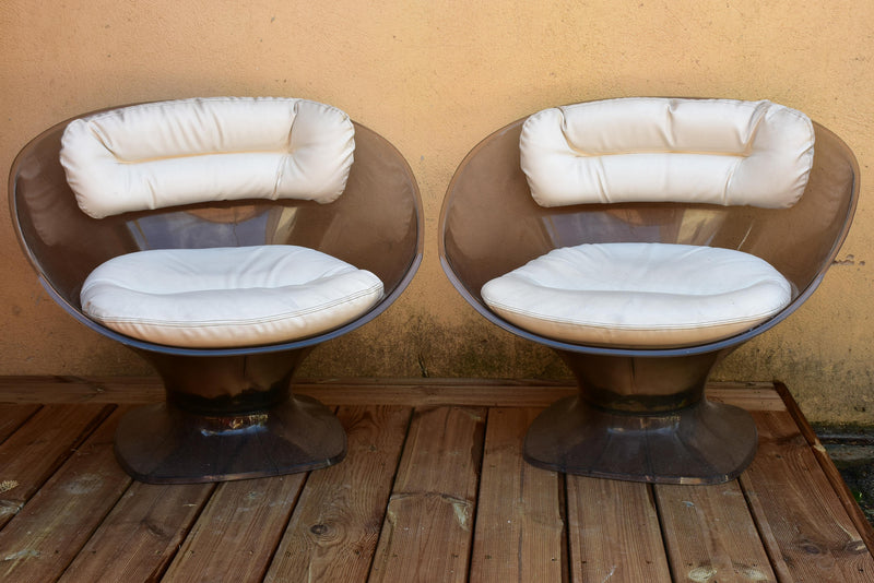 Pair of smokey grey and white Raphael Raffel armchairs