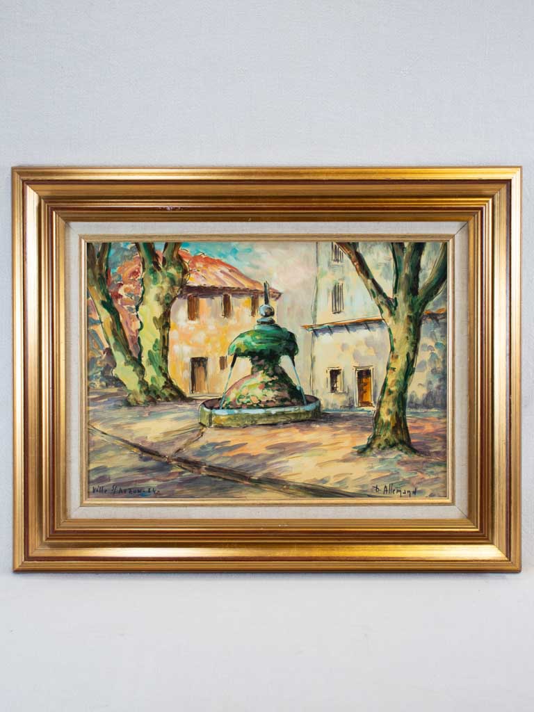 Antique Acrylic and Ink Allemand Painting