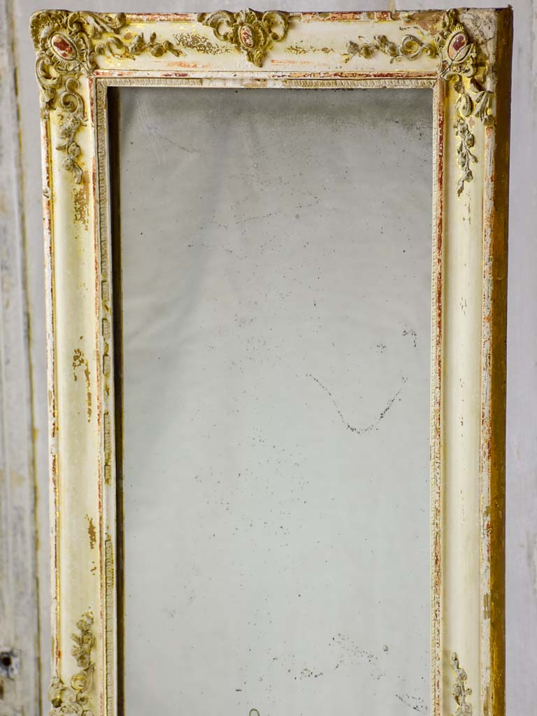 Long antique French mirror with beige / gold frame 70¾" x 16¼"