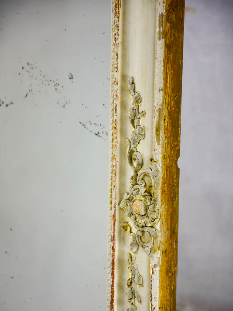 Long antique French mirror with beige / gold frame 70¾" x 16¼"