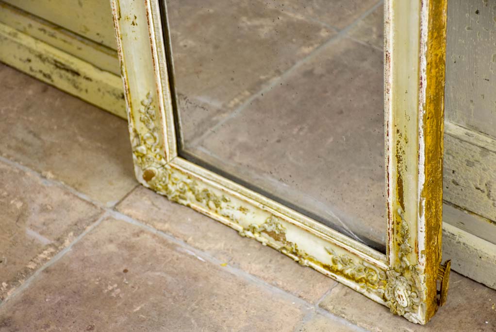 Long antique French mirror with beige / gold frame 70¾" x 16¼"