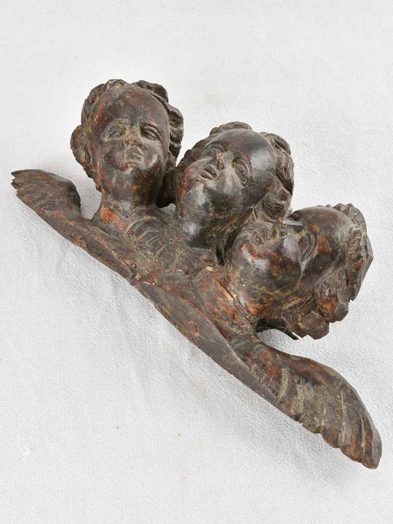Wooden sculpture of three angels 17¼"