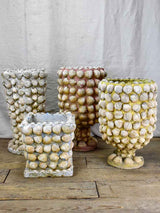 Collection of three mid century French garden planters with seashells