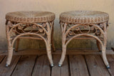 Pair of French vintage cane stools