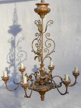 6-light Italian chandelier with leaf decorations 31½"