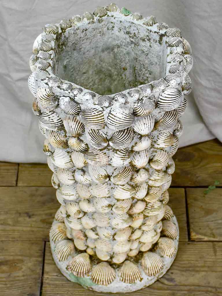 Collection of three mid century French garden planters with seashells