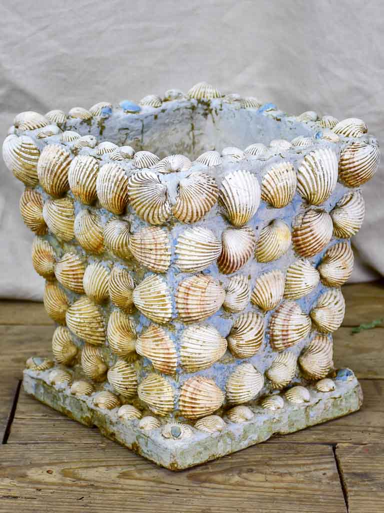 Collection of three mid century French garden planters with seashells