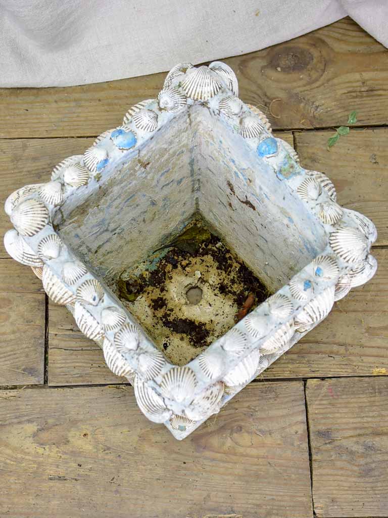 Collection of three mid century French garden planters with seashells