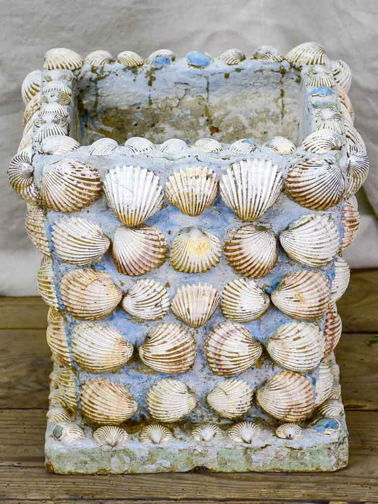 Collection of three mid century French garden planters with seashells
