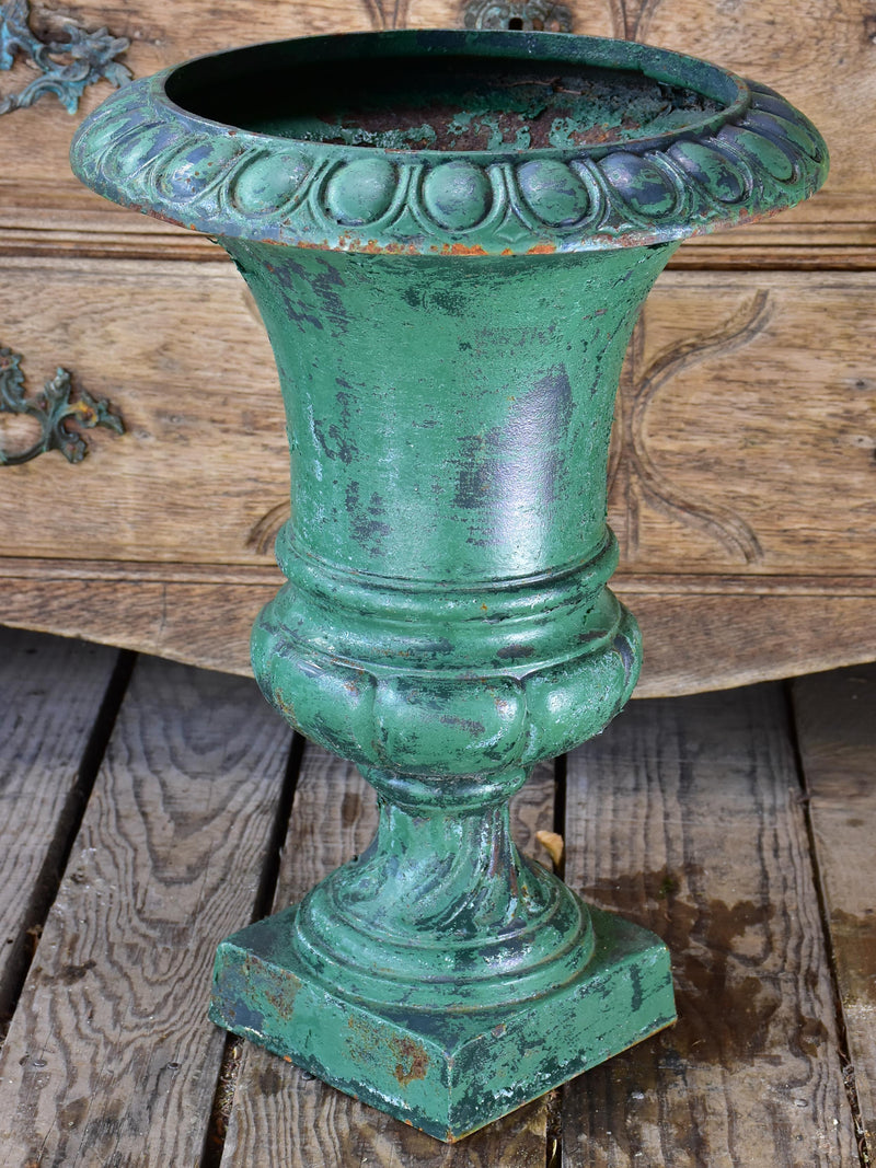 Rare collection of 4 Medici urns with green patina