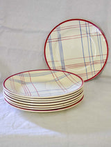 Set of Eight Gien hand painted checkered plates - Brigitte 9"