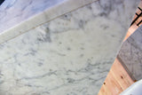 Vintage white marble console table with triangular legs