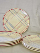 Set of Eight Gien hand painted checkered plates - Brigitte 9"