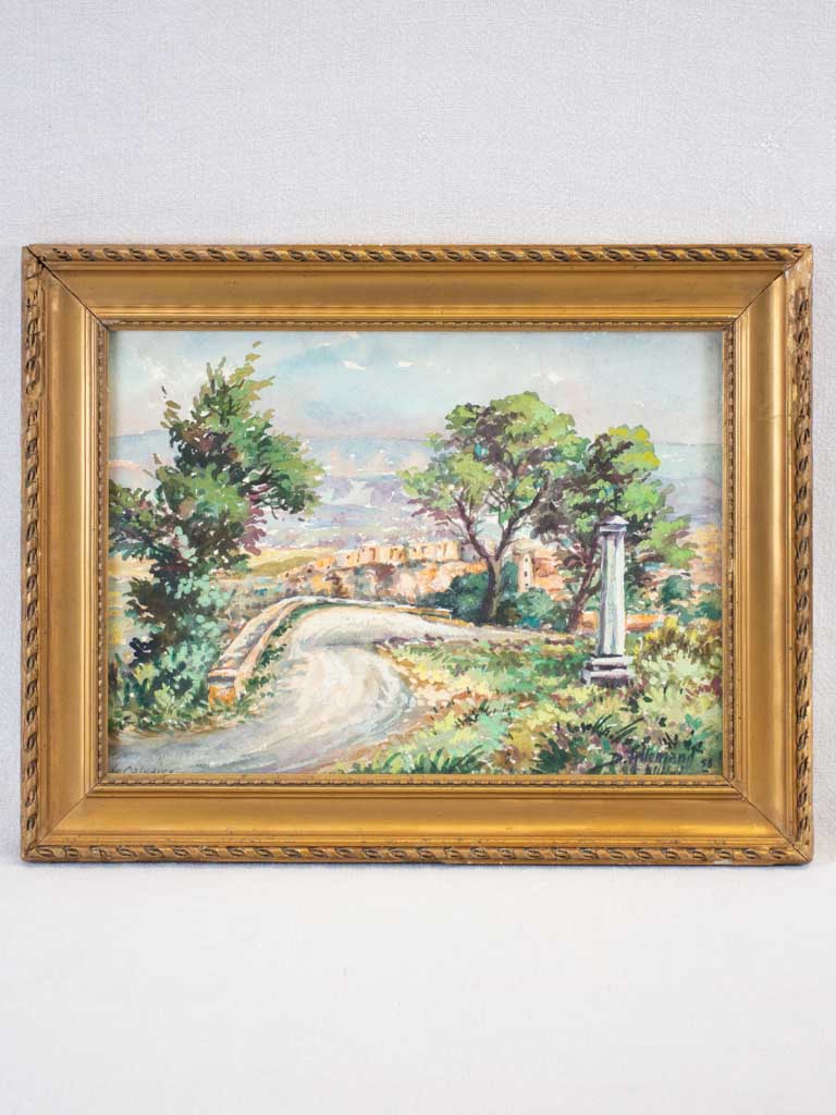 Landscape watercolor & gouache by D. Allemand (1906- ?) 14½" x 18"