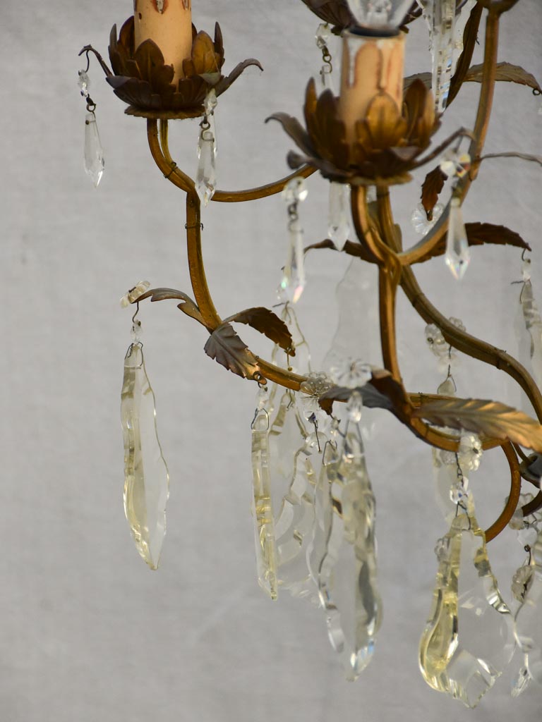 Pretty mid-century Italian crystal chandelier with 6 lights 27½"