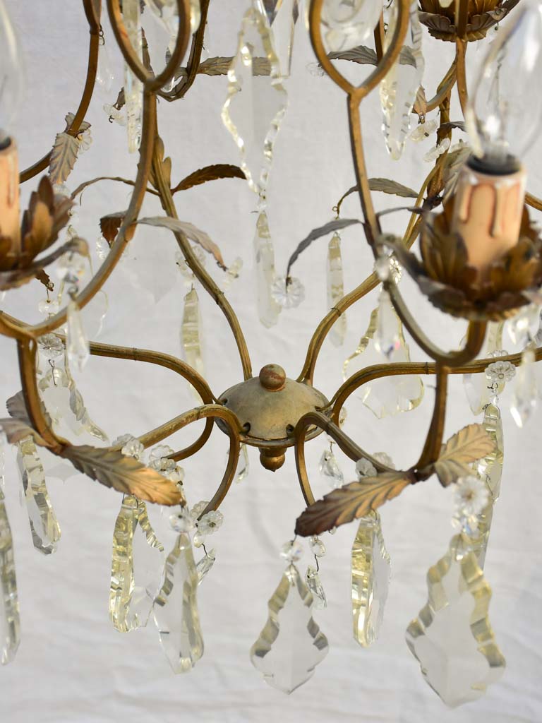 Pretty mid-century Italian crystal chandelier with 6 lights 27½"