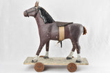 Vintage French pull toy horse