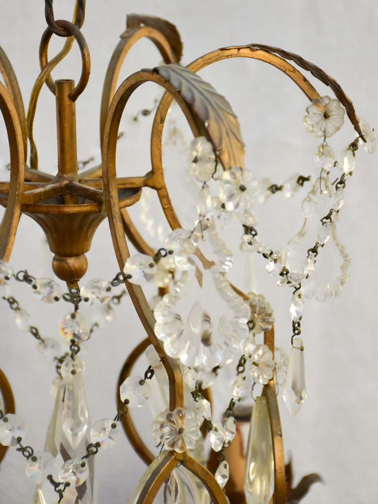 Pretty mid-century Italian crystal chandelier with 6 lights 27½"