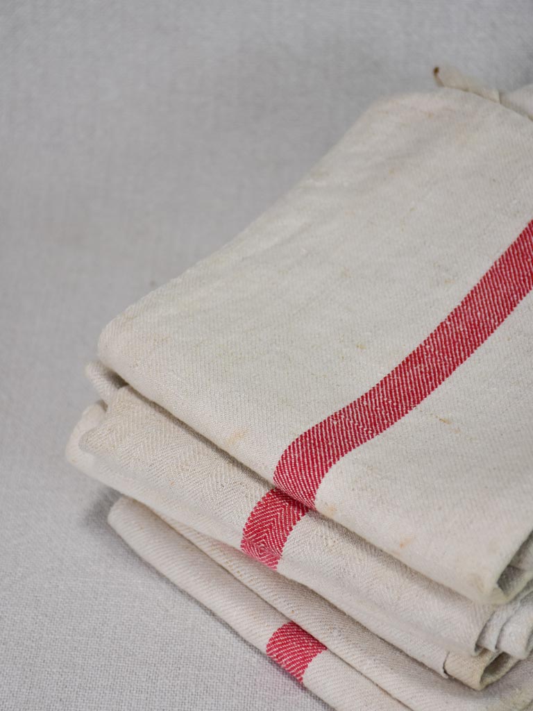Collection of 6 French linen tea towels with monograms 29½" x 24¾"