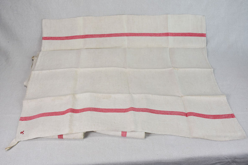Collection of 6 French linen tea towels with monograms 29½" x 24¾"