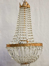 Mid century balloon-shaped semi-crystal and brass chandelier 27½"