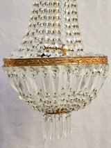 Mid century balloon-shaped semi-crystal and brass chandelier 27½"