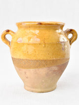 Small antique French confit pot with yellow glaze 6"