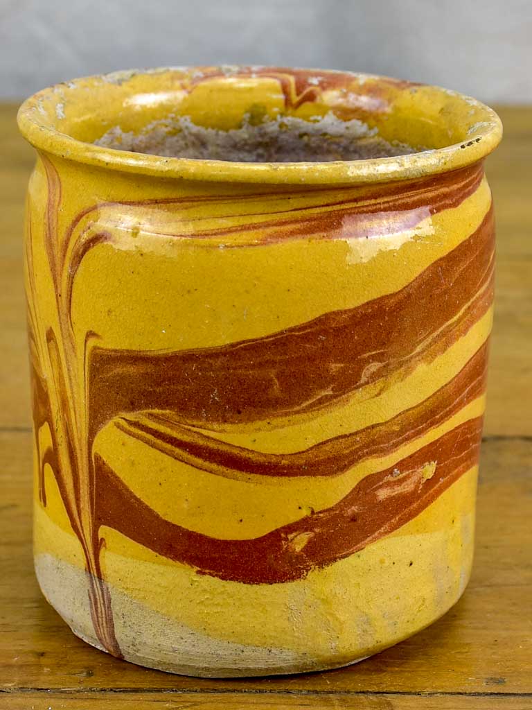 Antique French preserving pot from Apt with marble effect