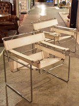 Pair of original white Marcel Breuer Wassily armchairs
