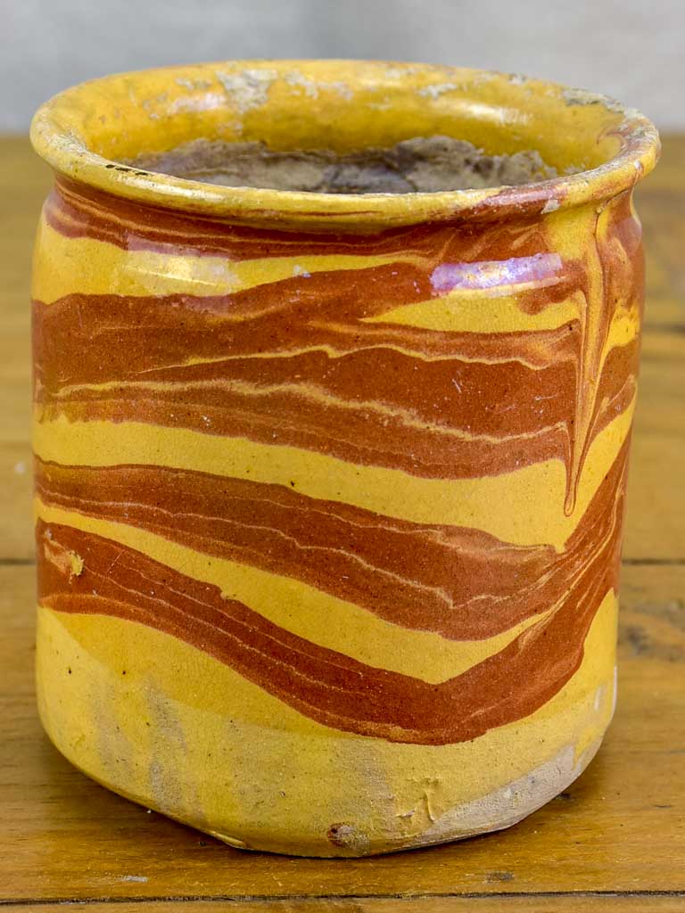 Antique French preserving pot from Apt with marble effect 4 ¼"