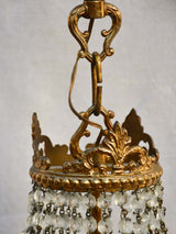 Mid century balloon-shaped semi-crystal and brass chandelier 27½"